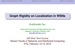 Graph Rigidity on Localization in WSNs by Dr. Buddhadeb Sau
