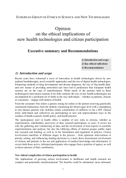 Opinion on the ethical implications of new health technologies and
