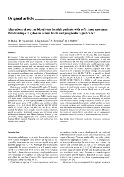 Alterations of routine blood tests in adult patients with soft tissue