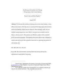 The Pricing of Art and the Art of Pricing