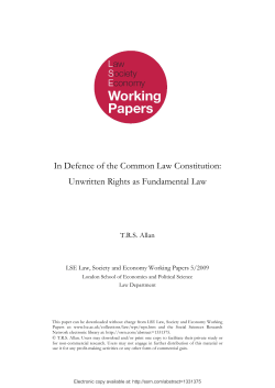 In Defence of the Common Law Constitution: Unwritten Rights