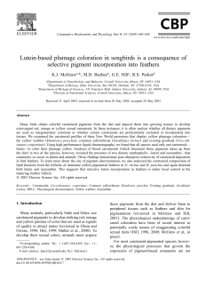 Lutein-based plumage coloration in songbirds is a
