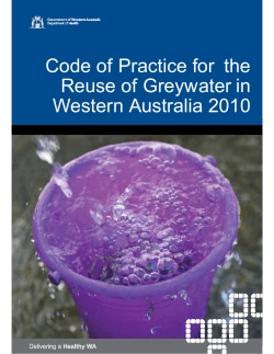 Code of Practice for the Reuse of Greywater in Western
