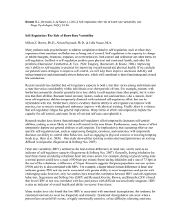 Self-Regulation: The Role of Heart Rate Variability