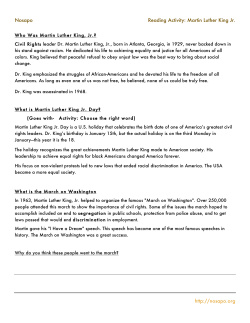 Nosapo Reading Activity: Martin Luther King Jr. http://nosapo.org