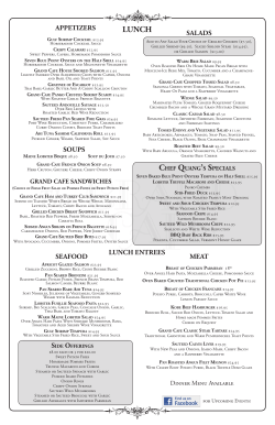 APPETIZERS SALADS SEAfood mEAT lunCh EnTREES SouPS