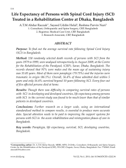 Life Expectancy of Persons with Spinal Cord Injury (SCI) Treated in