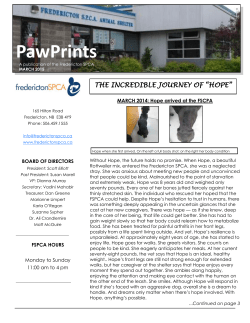 Fredericton SPCA MARCH 2015 newsletter