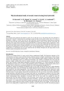 Physicochemical study of arsenic removal using iron hydroxide