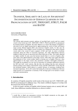 PRONUNCIATION OF LOT, THOUGHT, STRUT, PALM