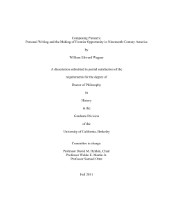 Composing Pioneers: Personal Writing and the Making of Frontier