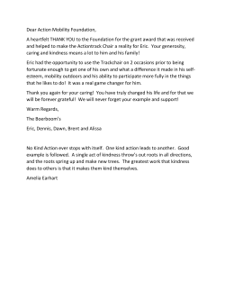 Dear Action Mobility Foundation, A heartfelt THANK YOU to the