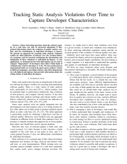 Tracking Static Analysis Violations Over Time to Capture