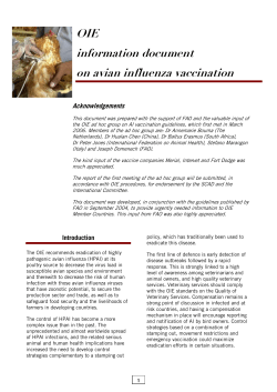 OIE information document on avian influenza vaccination