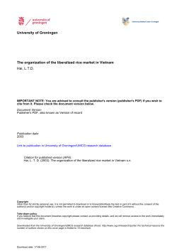 University of Groningen The organization of the liberalized rice