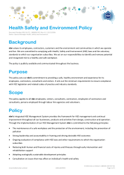 Health Safety and Environment Policy