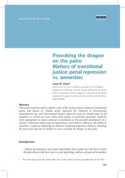 Provoking the dragon on the patio - Matters of transitional justice