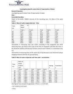 Investigating Specific Latent Heat of Vaporization of