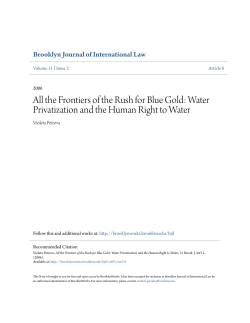 All the Frontiers of the Rush for Blue Gold: Water