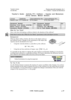 Teacher`s Guide - Activity P11: Collision &ndash; Impulse and Momentum