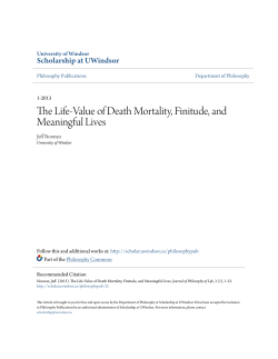 The Life-Value of Death Mortality, Finitude, and Meaningful Lives