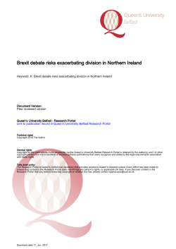Brexit debate risks exacerbating division in Northern Ireland