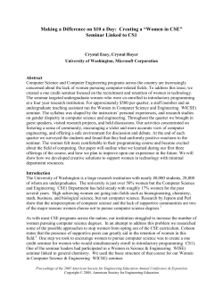 Making a Difference on $10 a Day: Creating a &ldquo;Women in CSE