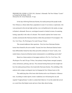 PRIESMEYER, JESSICA LYNN, M.A. Katrina`s Aftermath: The New