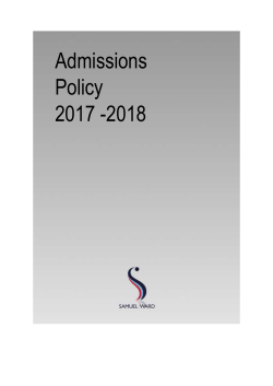 Admissions Policy 2017 -2018