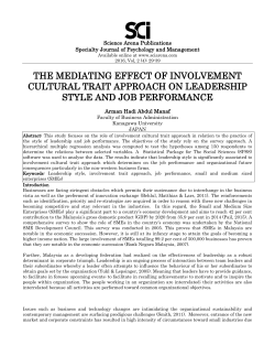 THE MEDIATING EFFECT OF INVOLVEMENT CULTURAL TRAIT