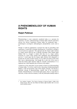 a phenomenology of human rights - Victoria University of Wellington