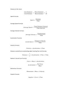 Distance to the moon: Speed Formula: Average Speed Formula
