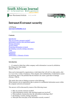 Intranet/Extranet security - South African Journal of Information
