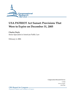 USA PATRIOT Act Sunset: Provisions That Were to Expire on