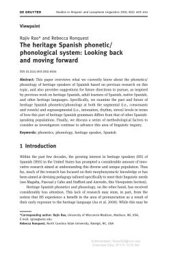 The heritage Spanish phonetic/phonological system: Looking back
