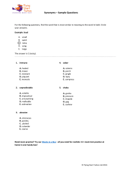 Synonyms &ndash; Sample Questions