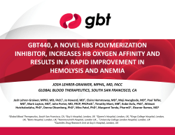 gbt440, a novel hbs polymerization inhibitor, increases hb oxygen