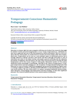 Temperament-Conscious Humanistic Pedagogy