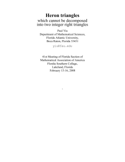 Heron triangles - FAU Math - Florida Atlantic University