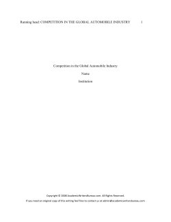 Competition in the Global Automobile Industry
