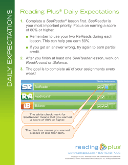 Reading Plus&reg; SeeReader&reg; Daily Expectations