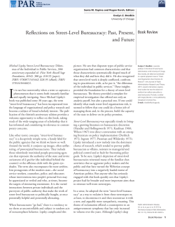 Reflections on StreetLevel Bureaucracy: Past, Present - U