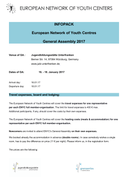 INFOPACK European Network of Youth Centres General Assembly
