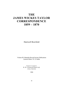 The James Wickes Taylor Correspondence 1859-1870