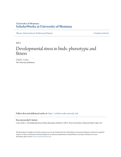 Developmental stress in birds - ScholarWorks @ UMT