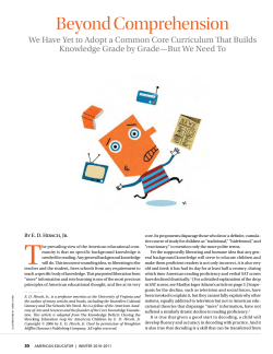 Beyond Comprehension: We Have Yet to Adopt a Common Core
