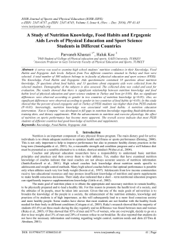 A Study of Nutrition Knowledge, Food Habits and Ergogenic Aids