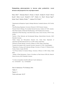 1 Manipulating photorespiration to increase plant productivity: recent