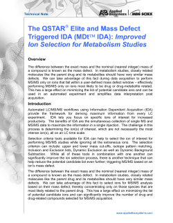 The QSTAR Elite and Mass Defect Triggered IDA