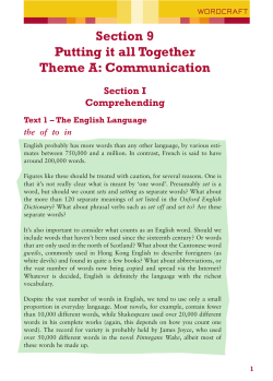 Section 9 Putting it all Together Theme A: Communication
